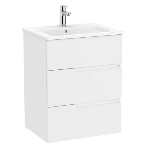 Conjunto Unik Victoria-N (mueble base con tres cajones y lavabo) 605x460x757 mm, blanco mate, (A852100509)