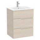Conjunto Unik Victoria-N (mueble base con tres cajones y lavabo) 605x460x757 mm, fresno claro, (A852100541)