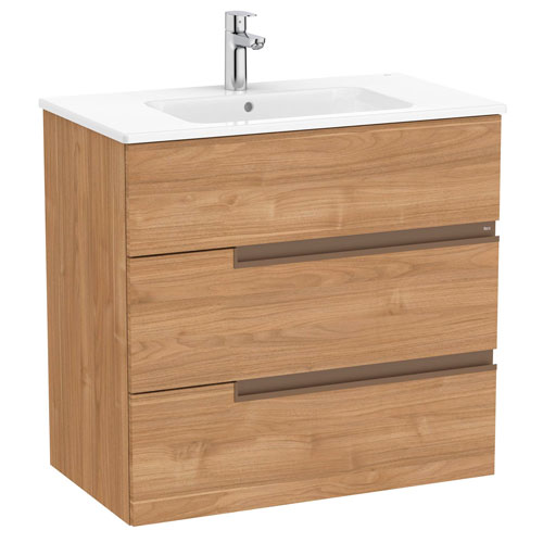 Conjunto Unik Victoria-N (mueble base con tres cajones y lavabo) 805x460x757 mm, nogal, (A852102517)
