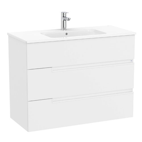 Conjunto Unik Victoria-N (mueble base con tres cajones y lavabo) 1005x460x757 mm, blanco mate, (A852103509)