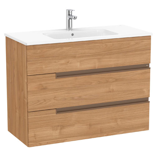 Conjunto Unik Victoria-N (mueble base con tres cajones y lavabo) 1005x460x757 mm, nogal, (A852103517)