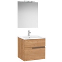 Conjunto Pack Victoria-N (mueble base c/2 cajones, lavabo y espejo c/aplique LED) 605x460x583 mm, nogal, (A852105517)