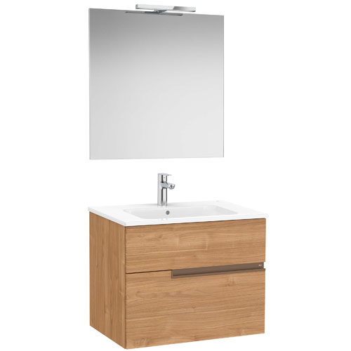 Conjunto Pack Victoria-N (mueble base c/2 cajones, lavabo y espejo c/aplique LED) 705x460x583 mm, nogal, (A852106517)