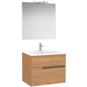 Conjunto Pack Victoria-N (mueble base c/2 cajones, lavabo y espejo c/aplique LED) 705x460x583 mm, nogal, (A852106517)