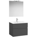 Conjunto Pack Victoria-N (mueble base c/2 cajones, lavabo y espejo c/aplique LED) 705x460x583 mm, onix, (A852106531)