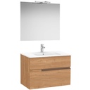 Conjunto Pack Victoria-N (mueble base c/2 cajones, lavabo y espejo c/aplique LED) 805x460x583 mm, nogal, (A852107517)