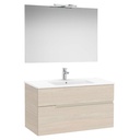 Conjunto Pack Victoria-N (mueble base c/2 cajones, lavabo y espejo c/aplique LED) 1005x460x583 mm, fresno claro, (A852108541)