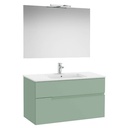 Conjunto Pack Victoria-N (mueble base c/2 cajones, lavabo y espejo c/aplique LED) 1005x460x583 mm, verde savia, (A852108564)