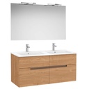 Conj. Pack Victoria-N (mueble base c/4 cajones, lavabo doble, espejo c/apliques LED) 1191x460x583 mm, nogal, (A852109517)