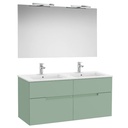 Conj. Pack Victoria-N (mueble base c/4 cajones, lavabo doble, espejo c/apliques LED) 1191x460x583 mm, verde savia, (A852109564)