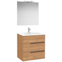 Conj. Pack Victoria-N (mueble base c/3 cajones, lavabo y espejo con aplique LED) 705x460x757 mm, nogal, (A852111517)