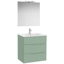 Conj. Pack Victoria-N (mueble base c/3 cajones, lavabo y espejo con aplique LED) 705x460x757 mm, verde savia, (A852111564)
