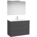 Conj. Pack Victoria-N (mueble base c/3 cajones, lavabo y espejo con aplique LED) 1005x460x757 mm, onix, (A852113531)