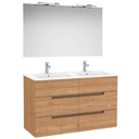 Conj. Pack Victoria-N (mueble base 6 cajones, lavabo doble y espejo c/apliques LED) 1191x460x757 mm, nogal, (A852114517)