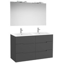 Conj. Pack Victoria-N (mueble base 6 cajones, lavabo doble y espejo c/apliques LED) 1191x460x757 mm, onix, (A852114531)