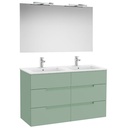 Conj. Pack Victoria-N (mueble base 6 cajones, lavabo doble y espejo c/apliques LED) 1191x460x757 mm, verde savia, (A852114564)