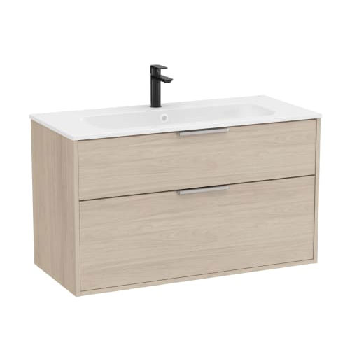Conjunto Unik Optica (mueble base compacto c/2 cajones y lavabo), 1000x455x580 mm, fresno claro, (A852454541)