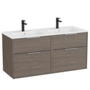 Conjunto Unik Optica (mueble base c/4 cajones y lavabo doble) 1200x455x565 mm, roble oscuro, (A852455537)