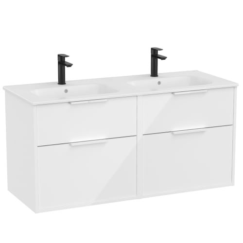 Conjunto Unik Optica (mueble base c/4 cajones y lavabo doble) 1200x455x565 mm, blanco brillo, (A852455806)