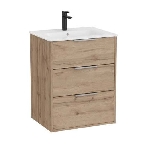 Conjunto Unik Optica (mueble base c/3 cajones y lavabo), 605x455x755 mm, nogal, (A852456517)