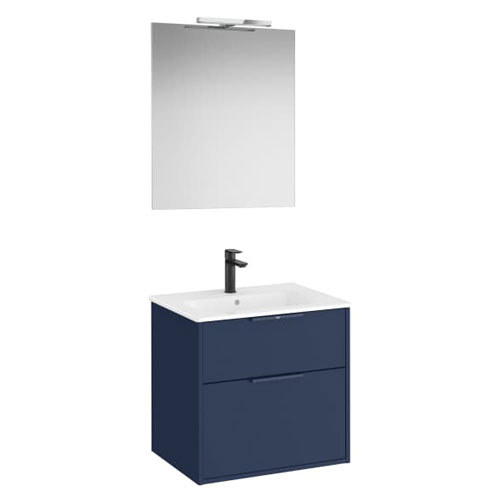 Conjunto Pack Optica (mueble base compacto c/2 cajones, lavabo, espejo y ap. Starlight) 590x455x565 mm, azul acero, (A852459551)