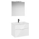 Conjunto Pack Optica (mueble base compacto c/2 cajones, lavabo, espejo y ap. Starlight) 690x455x580 mm, bl. brillo, (A852460806)