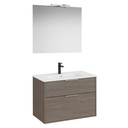 Conjunto Pack Optica (mueble base compacto c/2 cajones, lavabo, espejo y ap. Starlight) 790x455x580 mm, roble osc., (A852461537)