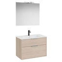 Conjunto Pack Optica (mueble base compacto c/2 cajones, lavabo, espejo y ap. Starlight) 790x455x580 mm, fresno cl., (A852461541)