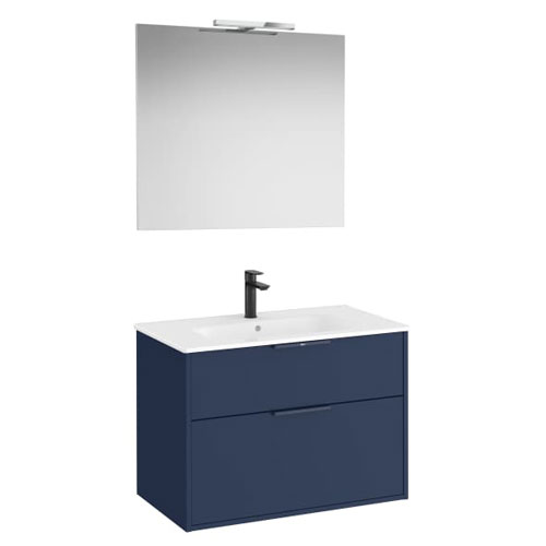 Conjunto Pack Optica (mueble base compacto c/2 cajones, lavabo, espejo y ap. Starlight) 790x455x580 mm, azul acero, (A852461551)