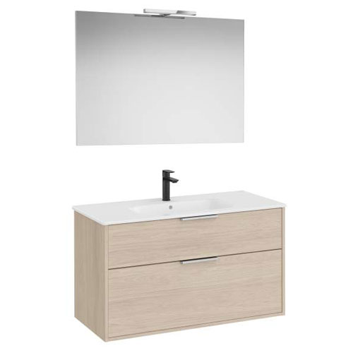 Conjunto Pack Optica (mueble base compacto c/2 cajones, lavabo, espejo y ap. Starlight) 990x455x580 mm, fresno cl., (A852462541)
