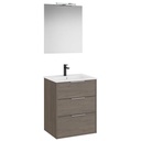 Conjunto Pack Optica (mueble base compacto c/3 cajones, lavabo, espejo y ap. Starlight) 600x455x757 mm, roble osc., (A852464537)