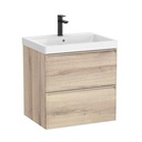 Conjunto Unik Linea (mueble base c/2 cajones y lavabo de FINECERAMIC), 600x455x625 mm, beige madera, (A852488524)