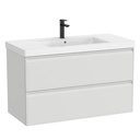 Conjunto Unik Linea (mueble base c/2 cajones y lavabo de FINECERAMIC centrado), 1000x455x625 mm, gris piedra, (A852491514)