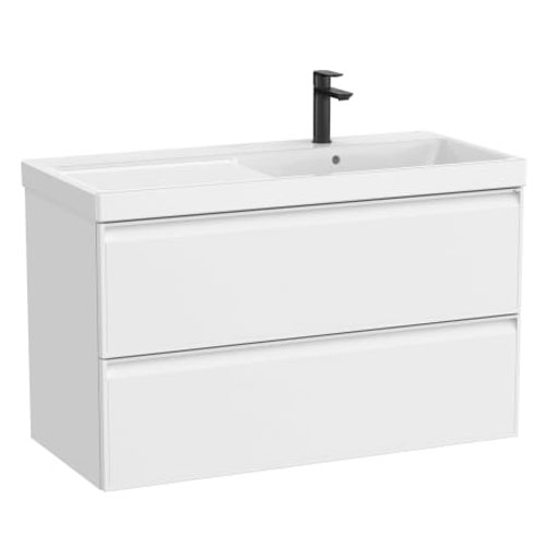 Conjunto Unik Linea (mueble base c/2 cajones y lavabo de FINECERAMIC a la derecha), 1000x455x625 mm, blanco mate, (A852492509)