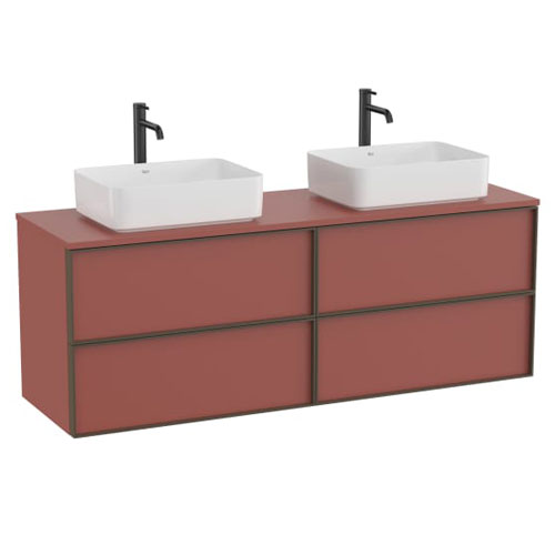 Mueble base Inspira c/4 cajones p/lavabo de encimera o sobre encimera, 1576x486x565 mm, terracota, (A852523552)