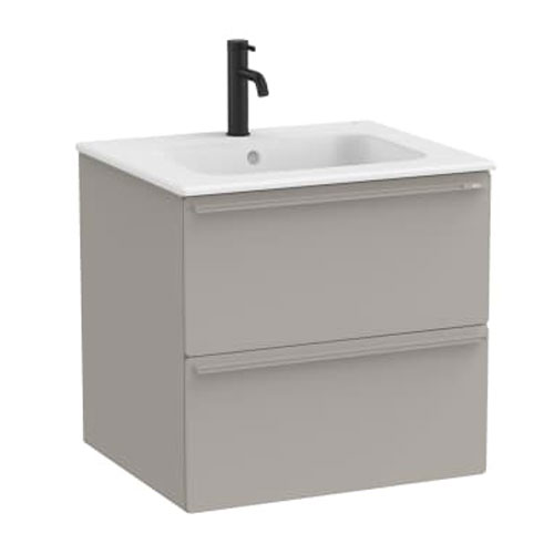 Conjunto Unik Volia (mueble base c/2cajones y lavabo en acabado blanco mate), 610x510x565 mm, gris arena, (A852535510)