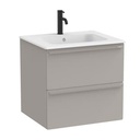 Conjunto Unik Volia (mueble base c/2cajones y lavabo en acabado blanco mate), 610x510x565 mm, gris arena, (A852535510)