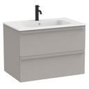 Conjunto Unik Volia (mueble base c/2cajones y lavabo en acabado blanco mate), 810x510x565 mm, gris arena, (A852536510)