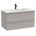 Conjunto Unik Volia (mueble base c/2cajones y lavabo en acabado blanco mate), 1010x510x565 mm, gris arena, (A852537510)