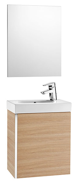 Conjunto Pack Mini (mueble base, lavabo y espejo) 450x250x575 mm, roble texturizado, (A855865155)