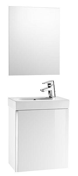 Conjunto Pack Mini (mueble base, lavabo y espejo) 450x250x575 mm, blanco brillo, (A855865806)