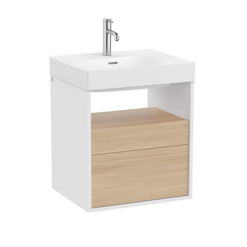 Mueble base Meridian c/2 cajones y estante abierto p/lavabo, 550x460x565 mm, blanco / aliso, (A858105607)