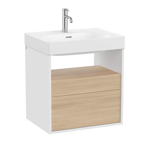 Mueble base Meridian c/2 cajones y estante abierto p/lavabo, 600x460x565 mm, blanco / aliso, (A858106607)