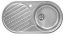 Fregadero Duo de 1 cubeta de acero inoxidable y escurridor a izquierda, 840x440x145 mm, (A870940845)