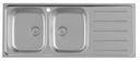 Fregadero Victoria de 2 cubetas de acero inoxidable y escurridor, 1200x490x180 mm, (A873121A01)