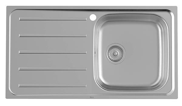 Fregadero Victoria de 1 cubeta de acero inoxidable y escurridor derecha, 800x490x160 mm, (A873801A01)