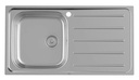 Fregadero Victoria de 1 cubeta de acero inoxidable y escurridor derecha, 900x490x160 mm, (A873901A01)