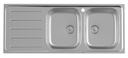Fregadero Victoria de 2 cubeta de acero inoxidable y escurridor a la izquierda, 1200x490x180 mm, (A874121A01)