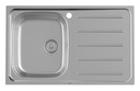 Fregadero Victoria de 1 cubeta de acero inoxidable y escurridor a la izquierda, 800x490x160 mm, (A874801A01)