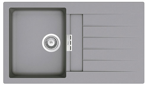 Fregadero reversible Oslo (ks) de 1 cubeta de QUARZEX y escurridor, 860x500x200 mm, gris, (A880120110)